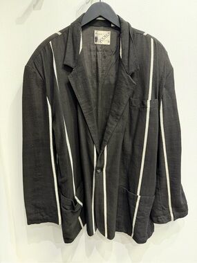 Vintage 90s Goouch Striped cotton Linen Blazer Jacket